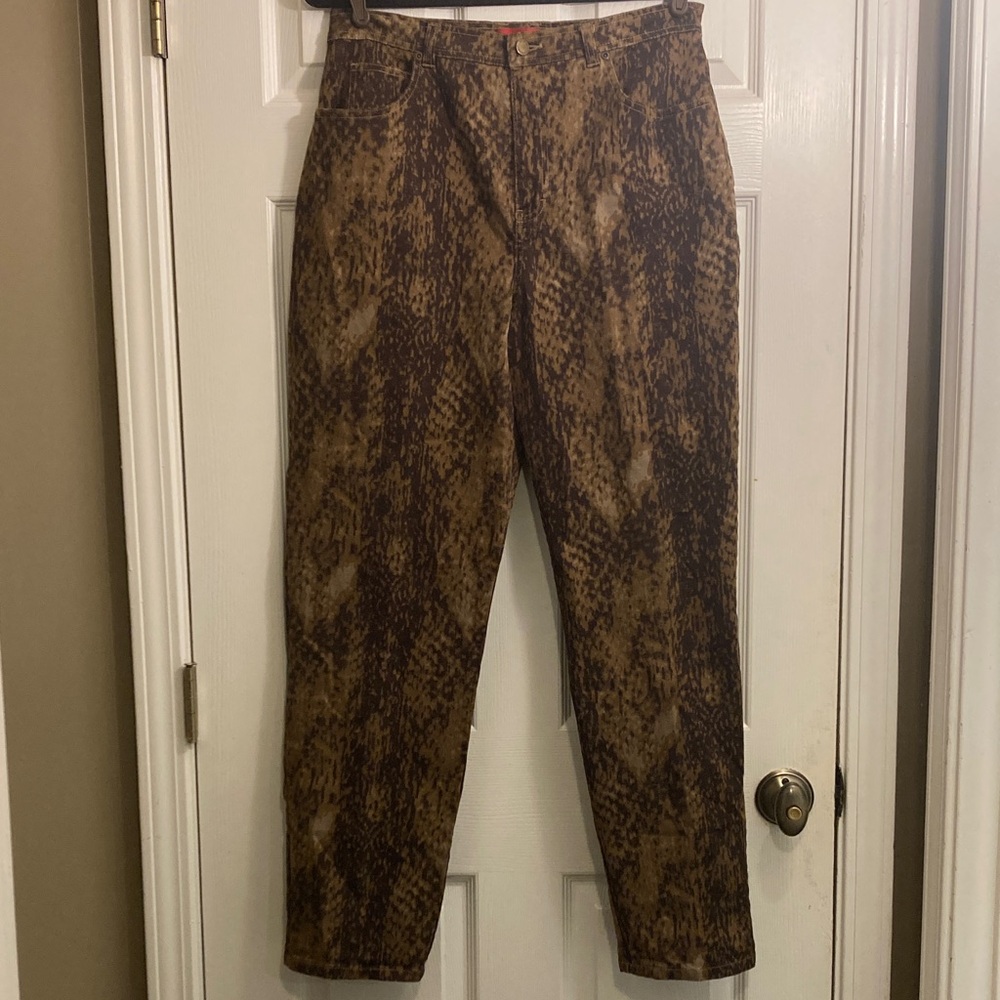 Gloria Vanderbilt Brown Patterned Corduroy Pants